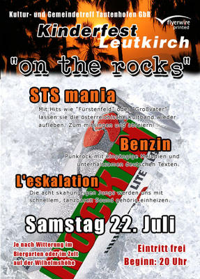 Party Flyer: Kinderfest on the rocks am 22.07.2006 in Leutkirch im Allgu