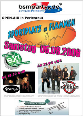 Party Flyer: Double You - Sportplatz in Flammen - Open Air am 05.08.2006 in Perlesreut