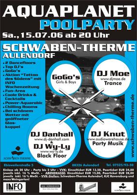 Party Flyer: AQUAPLANET - Poolparty am 15.07.2006 in Aulendorf