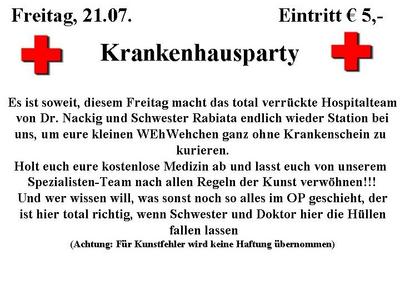 Party Flyer: Krankenhaus Party am 21.07.2006 in Mlln
