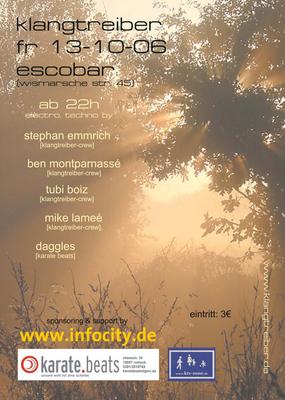Party Flyer: Klangtreiber in der ESCOBAR am 13.10.2006 in Rostock