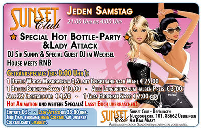 Party Flyer: Special hot Bottle-Party & Lady Attack im Sunset-Club berlingen am 02.12.2006 in berlingen