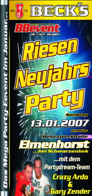 Party Flyer: Riesen Neujahrs Party - Welcome 2007 am 13.01.2007 in Elmenhorst