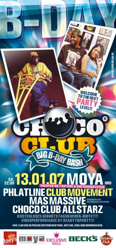 Party Flyer: Choco Club B-Day 2007 im Moya am 13.01.2007 in Rostock