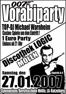 Party Flyer: Vorabiparty 007 - Frag niemals wie!! UPDATE am 27.01.2007 in Mlln