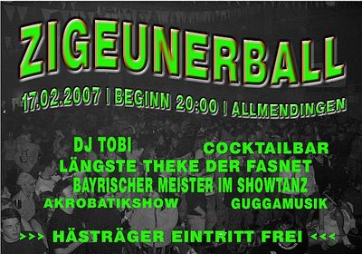 Party Flyer: Zigeunerball 2007 am 17.02.2007 in Allmendingen