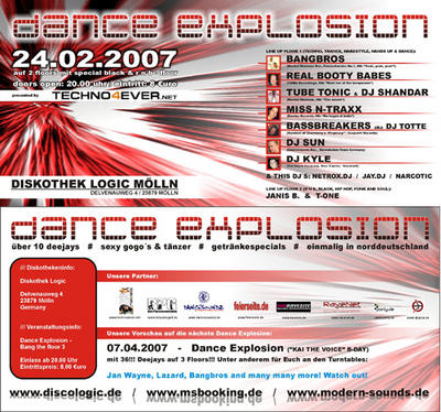 Party Flyer: DANCE EXPLOSION Vol. 2 am 24.02.2007 in Mlln