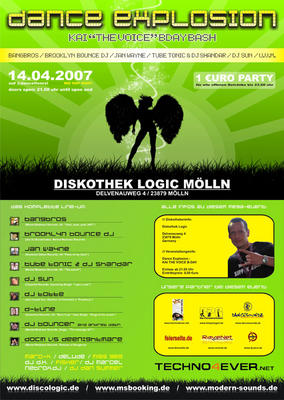 Party Flyer: DANCE EXPLOSION Chapter 3 & KAI[thevoice] B-DAY am 14.04.2007 in Mlln
