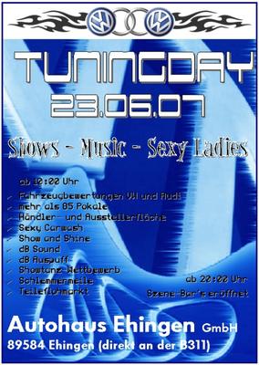 Party Flyer: 2. VW-Audi Tuningday am 23.06.2007 in Ehingen a.d. Donau