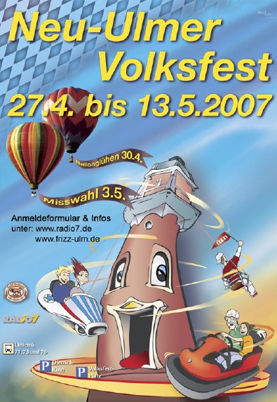 Party Flyer: Neu-Ulmer Volksfest - Wahl der Miss Ulm / Neu-Ulm am 03.05.2007 in Neu-Ulm