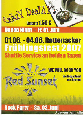 Party Flyer: Dance Night Crazy Deejays am 01.06.2007 in Rottenacker