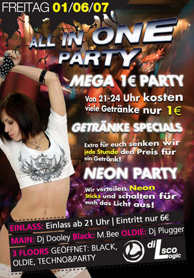 Party Flyer: ALL in ONE Party am 01.06.2007 in Mlln