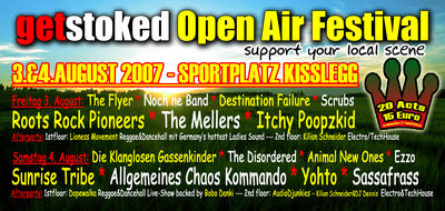 Party Flyer: getstoked Open Air Festival am 03.08.2007 in Kilegg