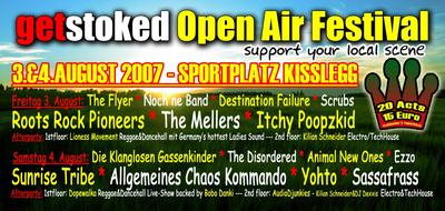 Party Flyer: getstoked Open Air Festival am 04.08.2007 in Kilegg