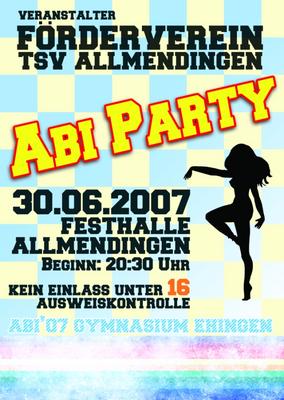 Party Flyer: AbiParty Gymi Ehingen am 30.06.2007 in Allmendingen