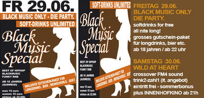 Party Flyer: Die party `Black Musik Club Metropol am 29.06.2007 in Friedrichshafen