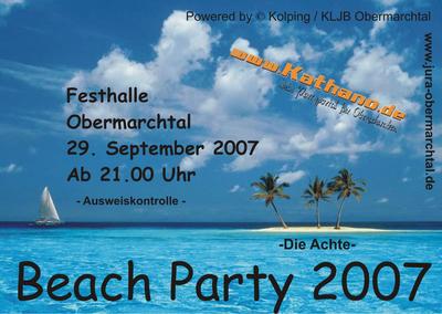 Party Flyer: Beach Party 2007 - Die Achte - am 29.09.2007 in Obermarchtal