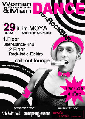 Party Flyer: 1. WOMAN & MAN DANCE im MOYA am 29.09.2007 in Rostock