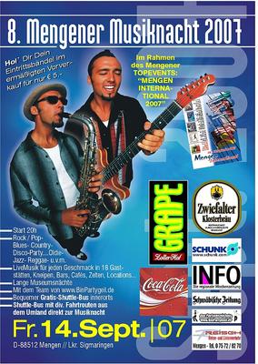 Party Flyer: MENGENER MUSIKNACHT 2007 am 14.09.2007 in Mengen