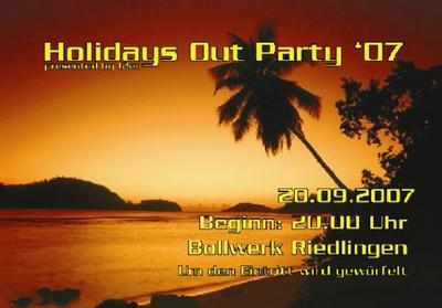 Party Flyer: HOLIDAYS OUT PARTY am 20.09.2007 in Riedlingen