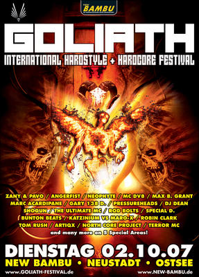 Party Flyer: Goliath: International Hardstyle & Hardcore Festival am 02.10.2007 in Neustadt in Holstein