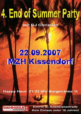 Party Flyer: 4. End of Summer Party am 22.09.2007 in Bibertal