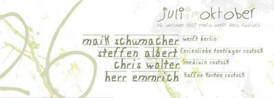 Party Flyer: juli im oktober am 26.10.2007 in Rostock