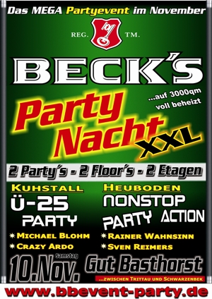 Party Flyer: BECKs PartyNacht XXL am 10.11.2007 in Basthorst