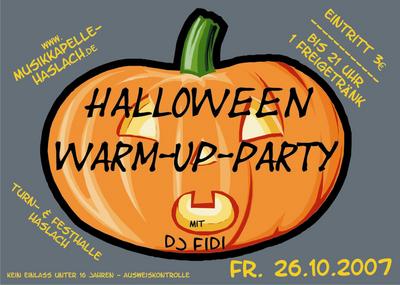 Party Flyer: Halloween - Warm-Up - Party am 26.10.2007 in Wangen im Allgäu