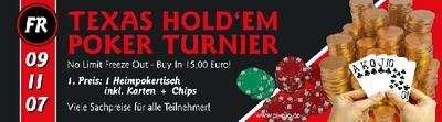 Party Flyer: Texas Hold em Poker Turnier @ SuperMx am 09.11.2007 in Senden