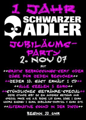 Party Flyer: 1-jhriges Jubilum am 02.11.2007 in Tannheim