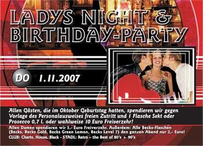 Party Flyer: Agostea - LADYS NIGHT & BIRTHDAY-PARTY am 01.11.2007 in Hannover