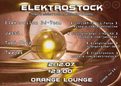Party Flyer: :: Elektrostock - finest in minimal-techno, tech-house & elektro :: am 21.12.2007 in Rostock