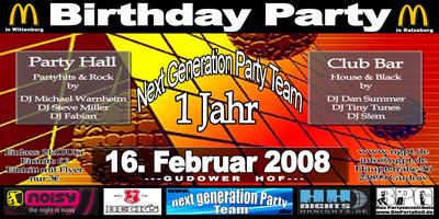 Party Flyer: -Birthday Party Night 2008- am 16.02.2008 in Gudow