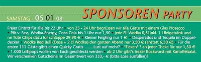 Party Flyer: Sponsorenparty @ SuperMx am 05.01.2008 in Senden