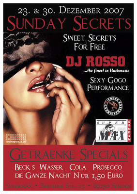 Party Flyer: Sunday Secrets @ SuperMx am 23.12.2007 in Senden