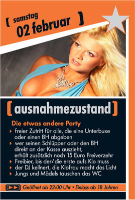 Party Flyer: Agostea - ausnahmezustand am 02.02.2008 in Hannover