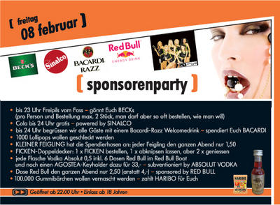 Party Flyer: Agostea - sponsorenparty am 08.02.2008 in Hannover