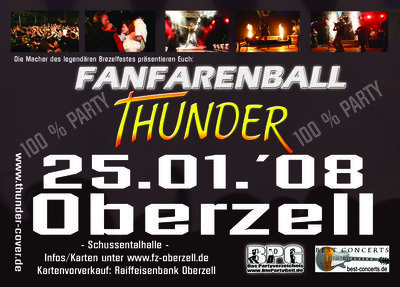 Party Flyer: Fanfarenball Oberzell mit Thunder am 25.01.2008 in Ravensburg
