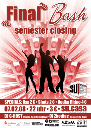 Party Flyer: Final Bash - semester closing am 07.02.2008 in Ulm