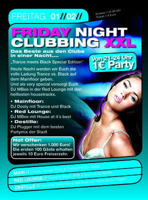 Party Flyer: Friday Night Clubbing XXL am 01.02.2008 in Mlln