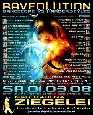 Party Flyer: Nacht Arena Ziegelei -  RAVOLUTION am 01.03.2008 in Gro Weeden