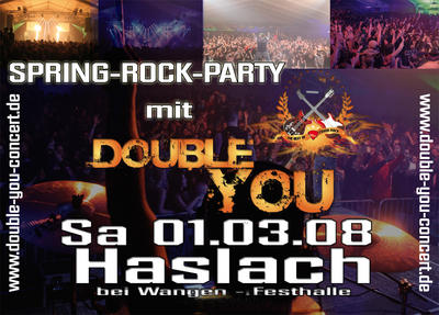 Party Flyer: Double You | Spring Rock Party | Haslach am 01.03.2008 in Wangen im Allgu