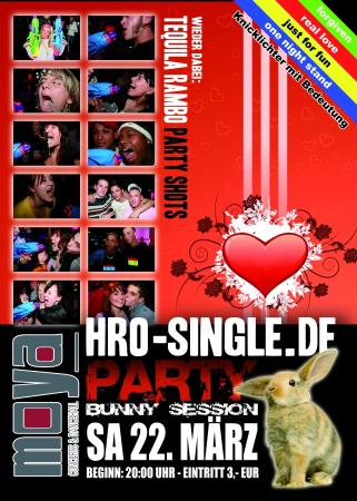 Party Flyer: HRO-Single Party "Bunny Session" am 22.03.2008 in Rostock