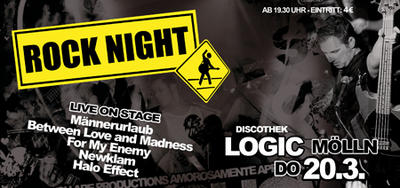 Party Flyer: Rock Night Logic - 5 Bands Live am 20.03.2008 in Mlln