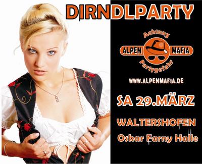 Party Flyer: Dirndl und Lederhosen Party in Waltershofen am 29.03.2008 in Kilegg