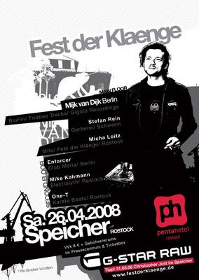 Party Flyer: FEST DER KLÄNGE @ Mijk van Dijk am 26.04.2008 in Rostock