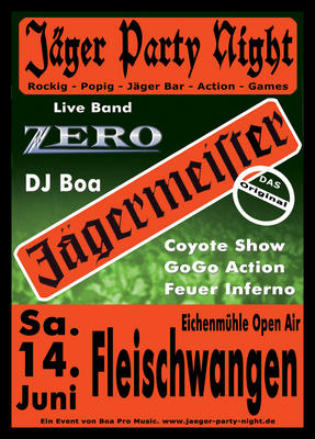 Party Flyer: Jger Party Night am 14.06.2008 in Fleischwangen