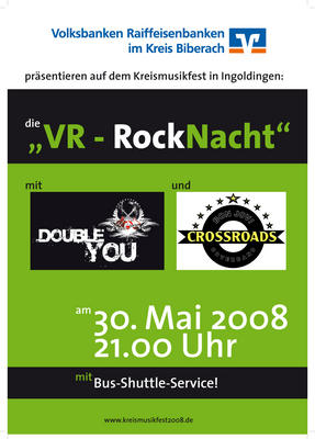 Party Flyer: Double You | Kreismusikfest 08 |Ingoldingen @ VR-Rocknacht am 30.05.2008 in Ingoldingen