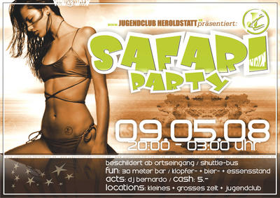 Party Flyer: Safari Party am 09.05.2008 in Heroldstatt